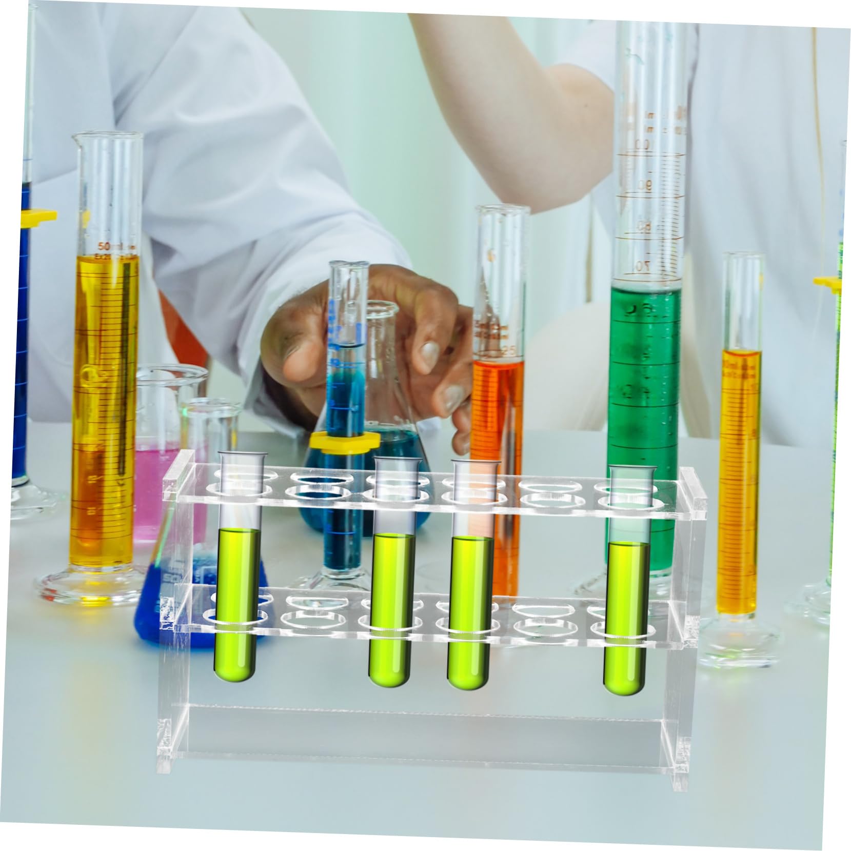 Cabilock 4 Piezas Gradilla tubo de ensayo muestra tubo transparente estanterías de laboratorio almacenamiento de tubos de ensayo estante para soporte de tubos de ensayo Acrílico