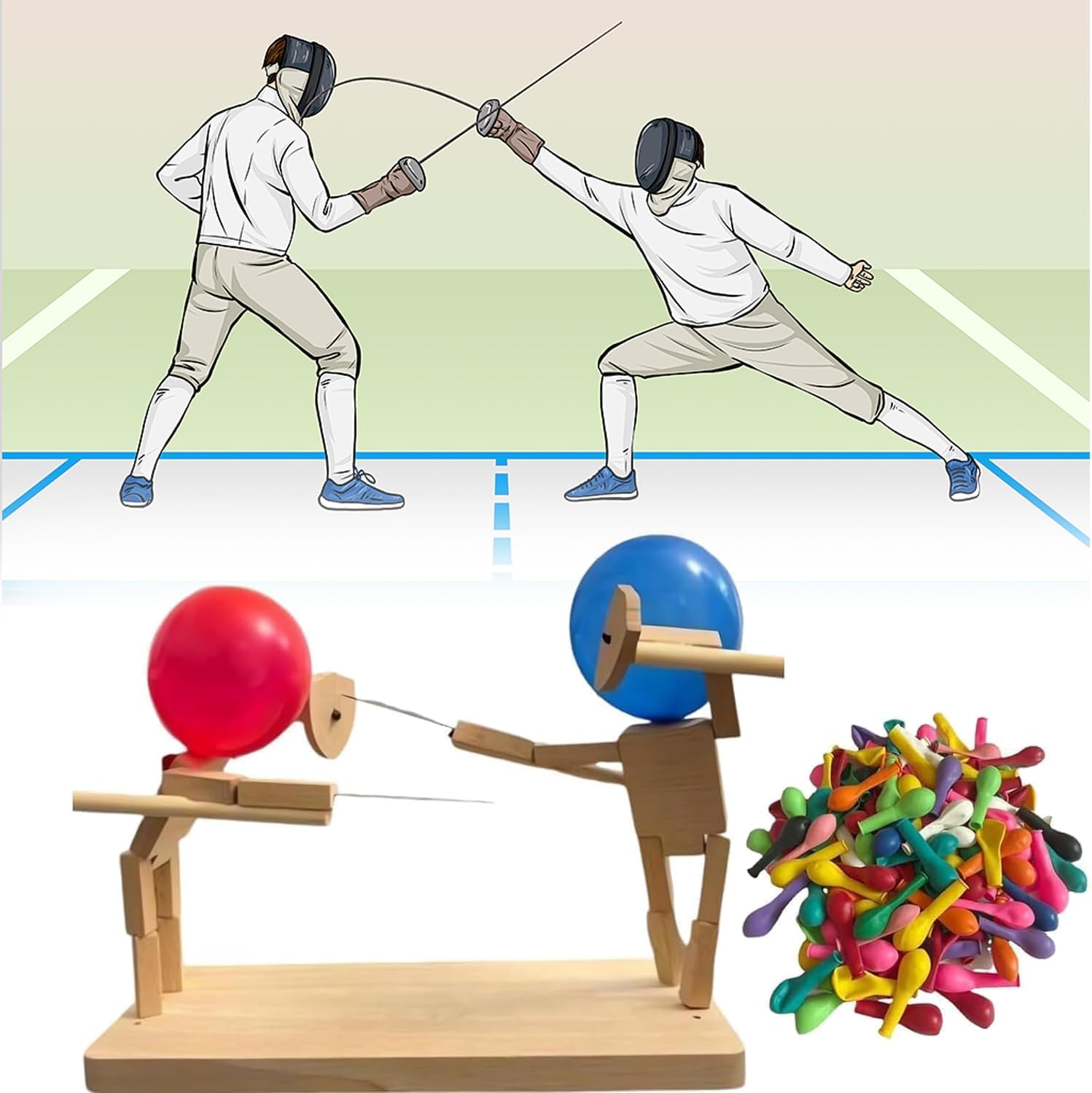 Balloon Bamboo Man Battle, 2024 New Handmade Wooden Fencing