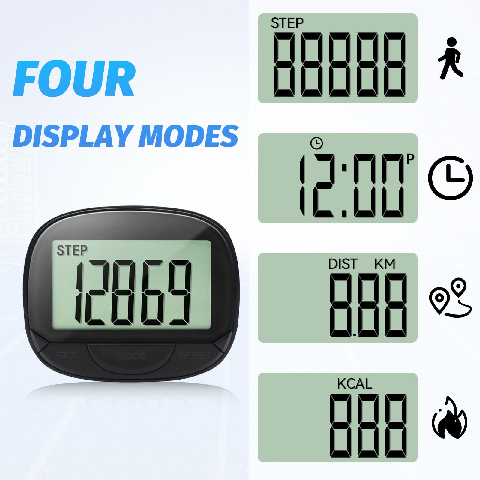 Präziser 3D-Schrittzähler, Mini-Schrittzähler zum Gehen oder Laufen, Wandern im Freien (schwarz) - 5