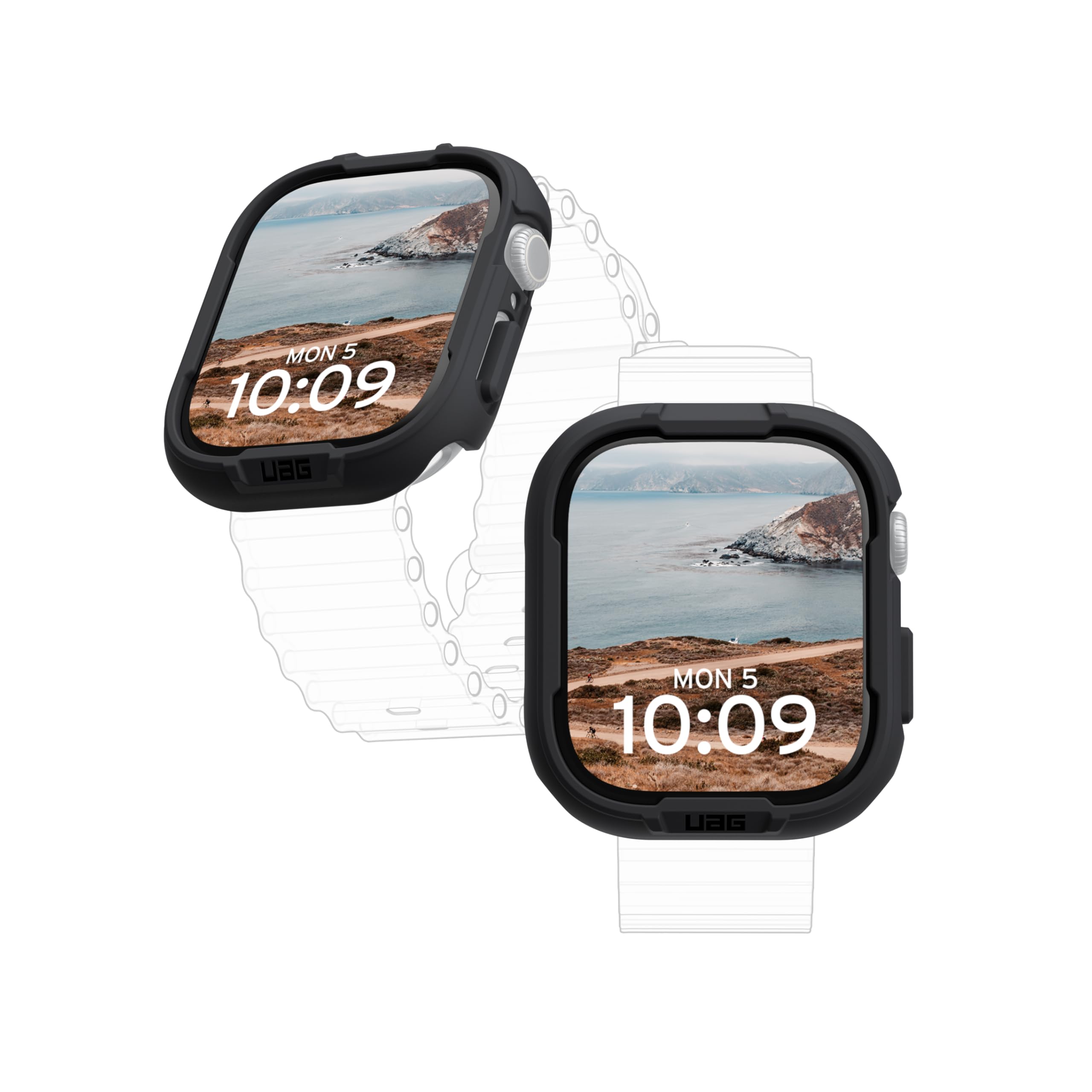 URBAN ARMOR GEAR Scout Case per Apple Watch Series 10 (46 mm) Custodia (Resistente alle cadute e agli urti, Conforme agli standard militari statunitensi, Protezione del display) nero