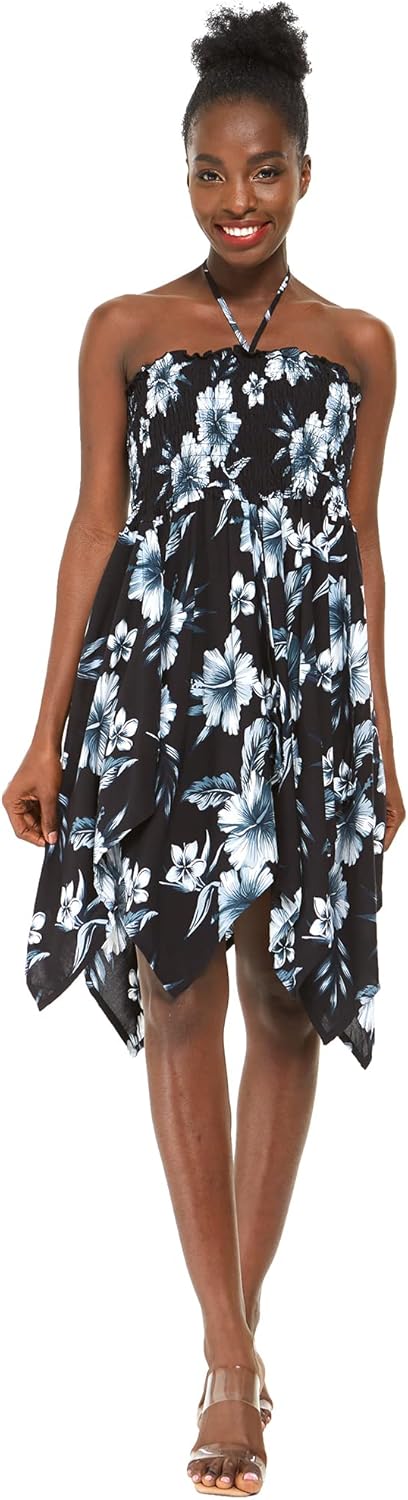 Matchable Couple Hawaiian Luau Shirt or Fairy Dress in Midnight Bloom