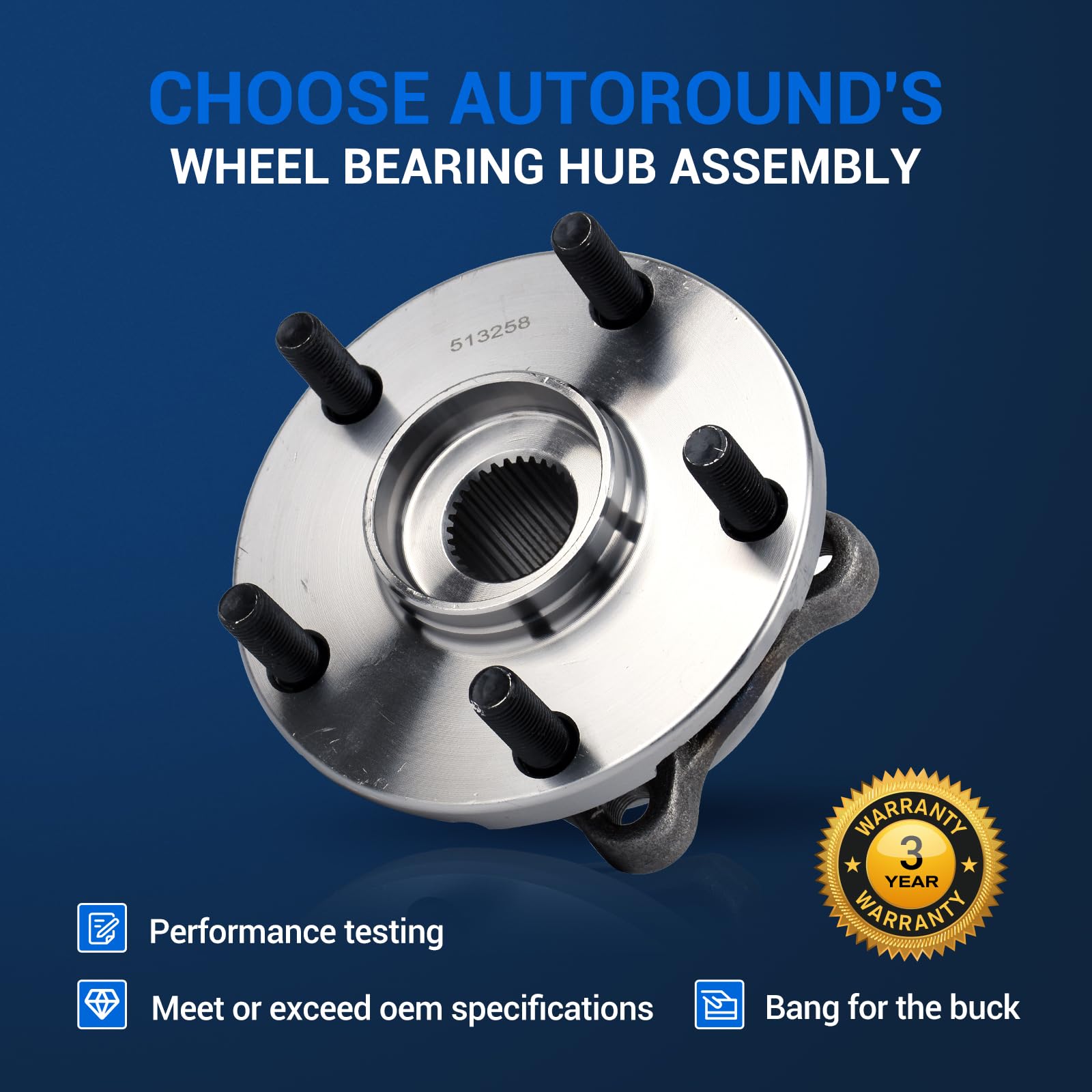 「RT-143711」 Amazon.com: Autoround 513258 Front Wheel Hub and Bearing Assembly