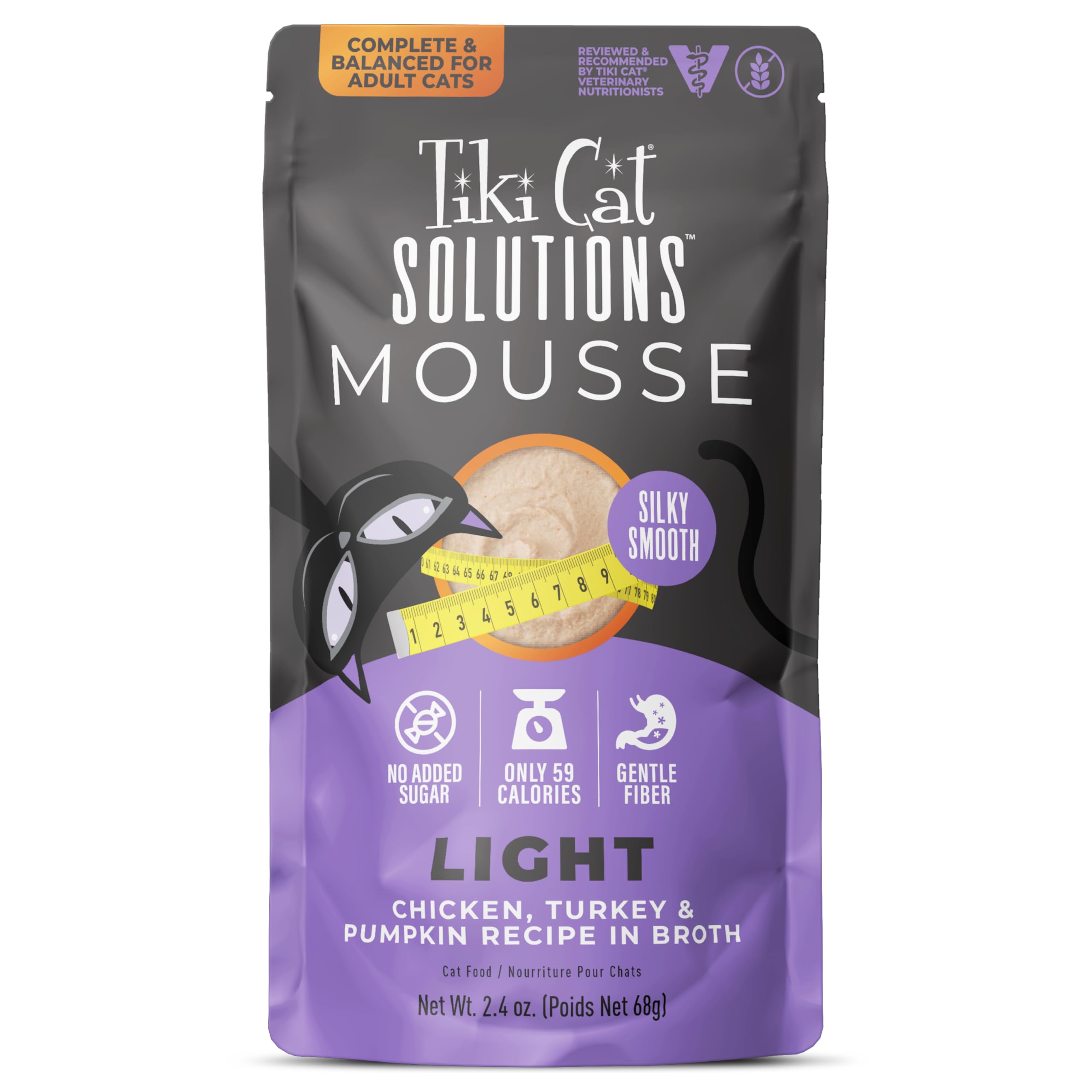Cat Special Mousse Wet Cat Food Light Trim and Fit Condition Chicken Turkey and Pumpkin Recipe in Broth 12 Pouches, 2.4oz