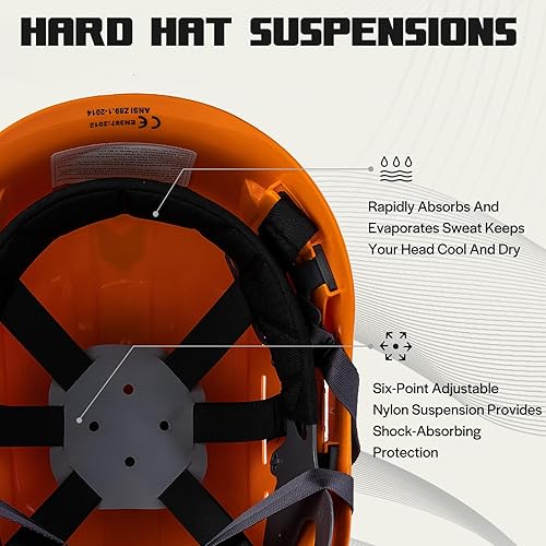 Miniatura 5 de Hard Hats Construction OSHA Safety Helmet with Chin Strap ANSI Z89.1 Approved Vented Hardhat Arborist Tree Construction Work Helmet Casco De