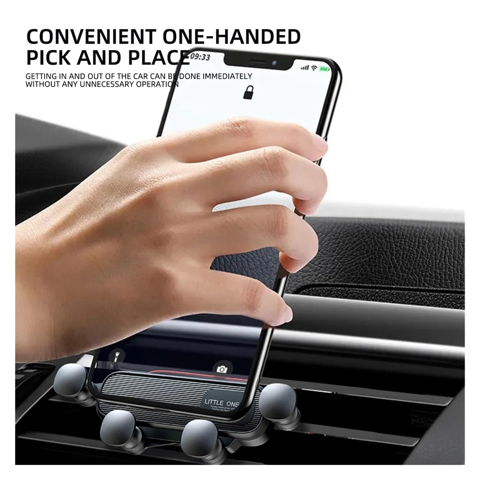 Porta Cellulare Auto Supporto for telefono da auto Gravity for telefoni cellulari da 4,7-7 pollici, supporto universale antiurto for bocchetta dell'aria, clip GPS for smartphone(Black--long handle)