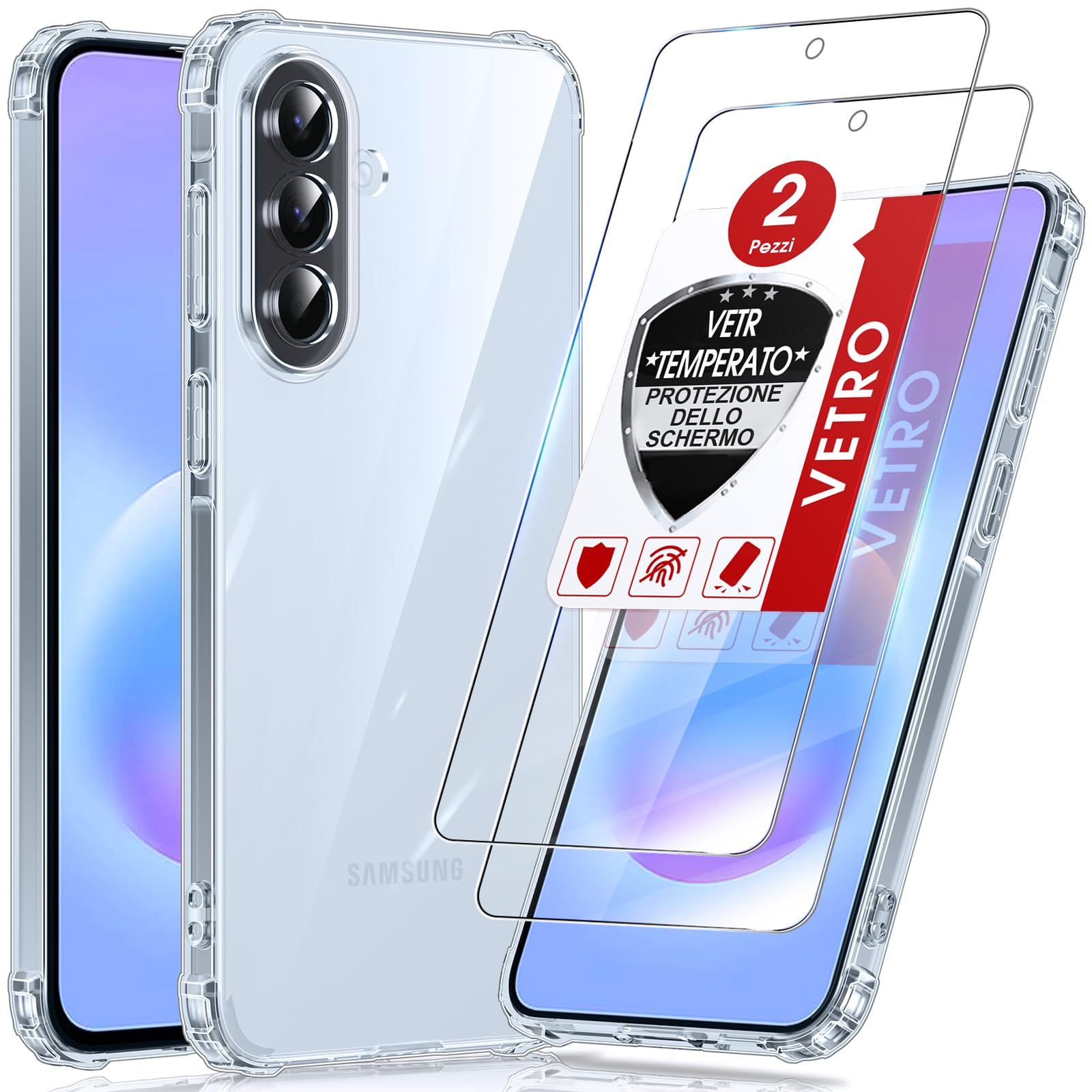 LeYi Cover per Samsung A57/A 57 con 2 Vetro Temperato(Trasparente) | Protezione Fotocamera Custodia Silicone Soft TPU Bumper Originale Slim Antiurto Case per Telefono Samsung A57/A 57