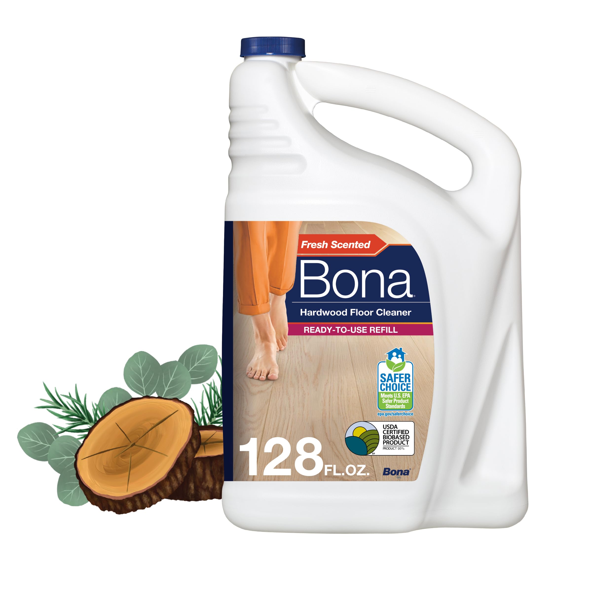 Bona Hardwood Floor Cleaner Refill, 128 fl oz, Cedar Wood Scent