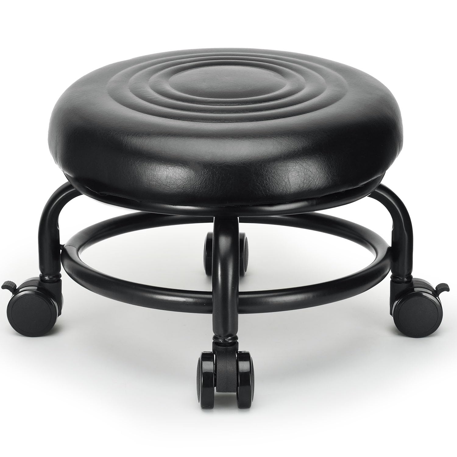 Photo 1 of LWADALN Low Height Rolling Stool Low Roller Stool PU Leather Comfortable Chair, Modern Low Rolling Stool for Home Office Garage Shop