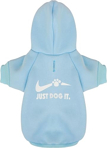 Sudadera con capucha azul para perro Chihuahua mantén a tu cachorro cálido y elegante con una sudadera estampada "Just Dog It", ropa para mascotas y