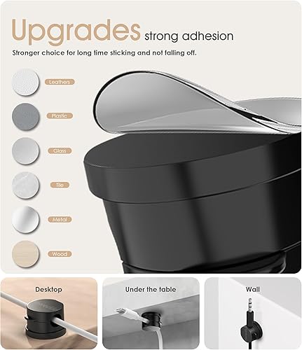 Miniatura 5 de Nearockle - Paquete de 8 organizadores magnéticos de cables bloqueo giratorio para cables, clips para cables, soporte magnético fuerte mejorado,