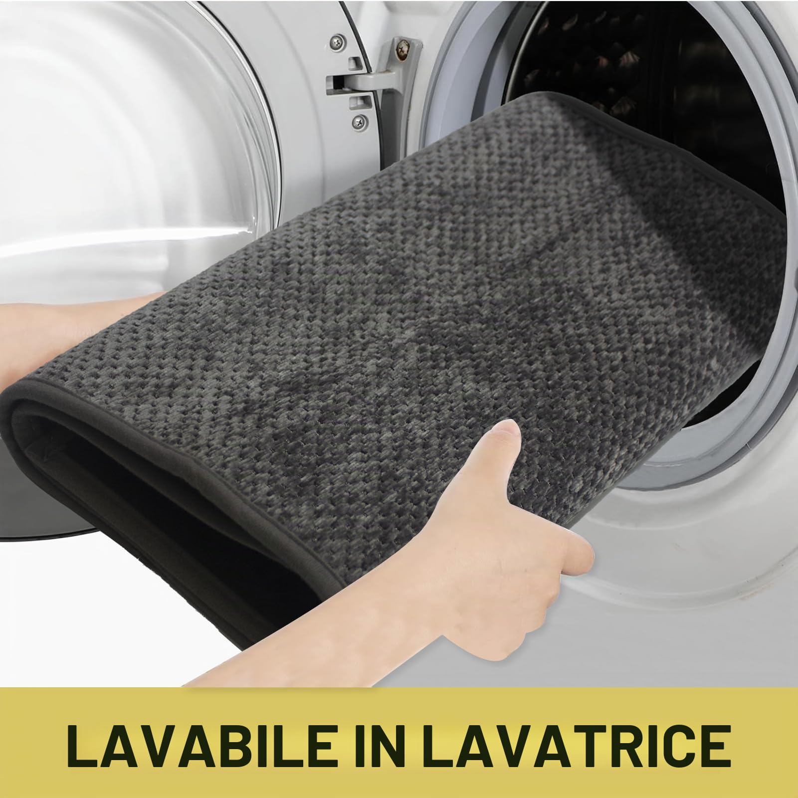 Tappeto Cucina Antiscivolo Lavabile, 45x120cm Tappeto Cucina in Ciniglia, Passatoia Assorbente in Gomma, Runner Facile da Pulire, per Sala da Bagno, Disimpegno, Pranzo, Lavanderia, Grigio