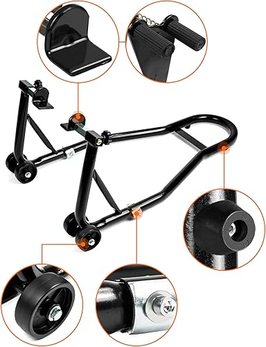 Miniatura 2 de QWORK Soporte delantero trasero para motocicleta, soporte de horquilla de rueda de motocicleta resistente, soporte de elevación combinado de brazo