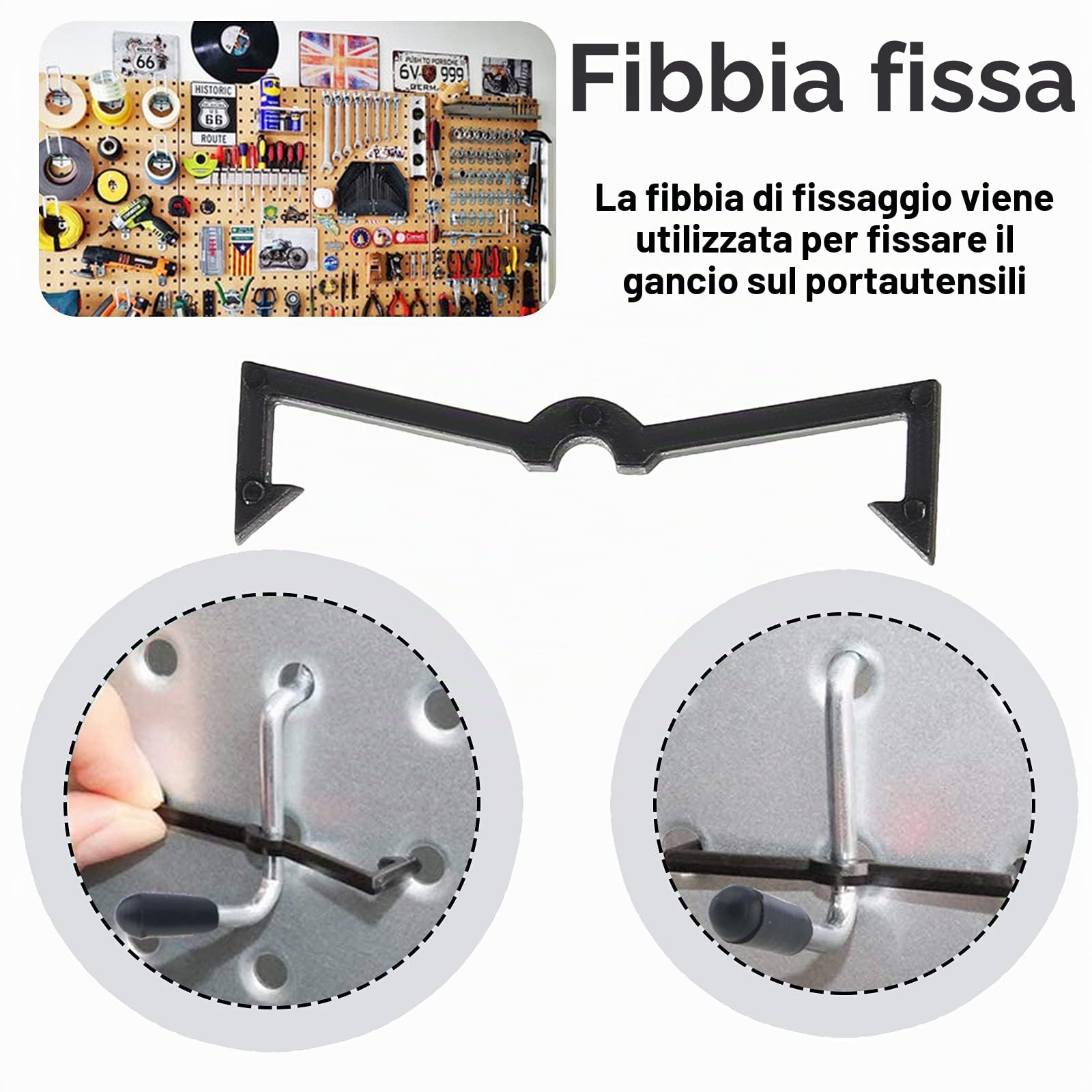 Assortimento di 144 ganci per pannello forato con contenitori per pannelli forati, serrature a piolo, per organizzare vari strumenti per garage, banco da lavoro, cucina
