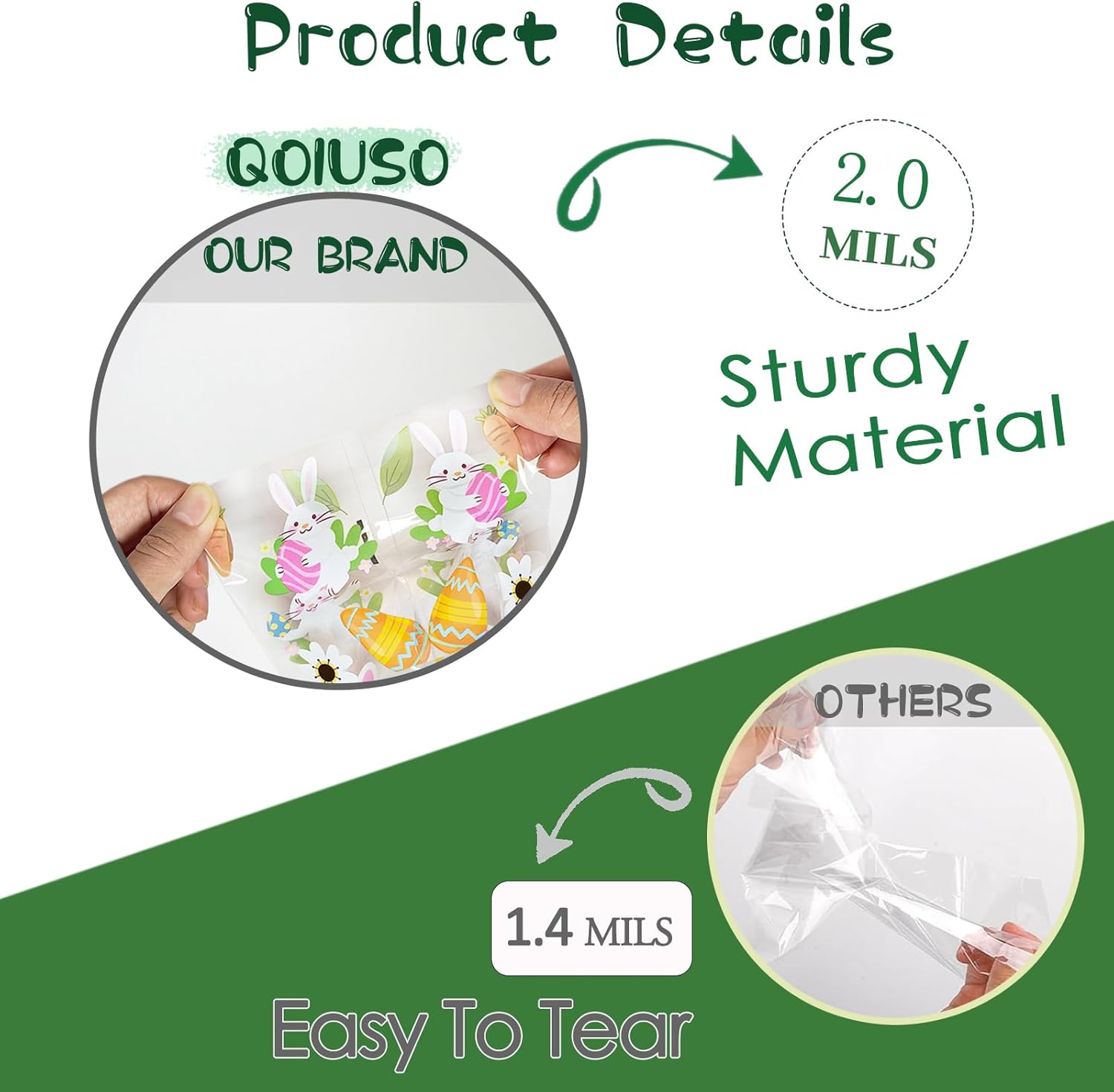 QOIUSO 100pcs Easter Treat Bags: Clear Easter Cellophane Bags for with Twist Ties for Candy Goodie Cookies Sweet and Gifts Packaging - 4 Style Platstic Party Favors Bags - Image 4