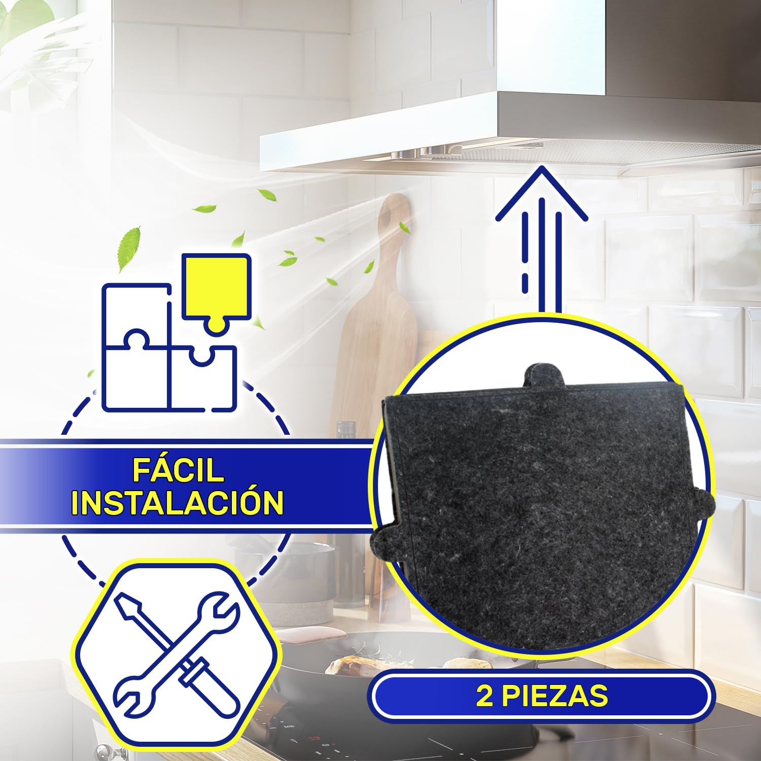 2x Filtro Carbon Activo Campana Extractora 288x242x20mm 06228731 para Miele