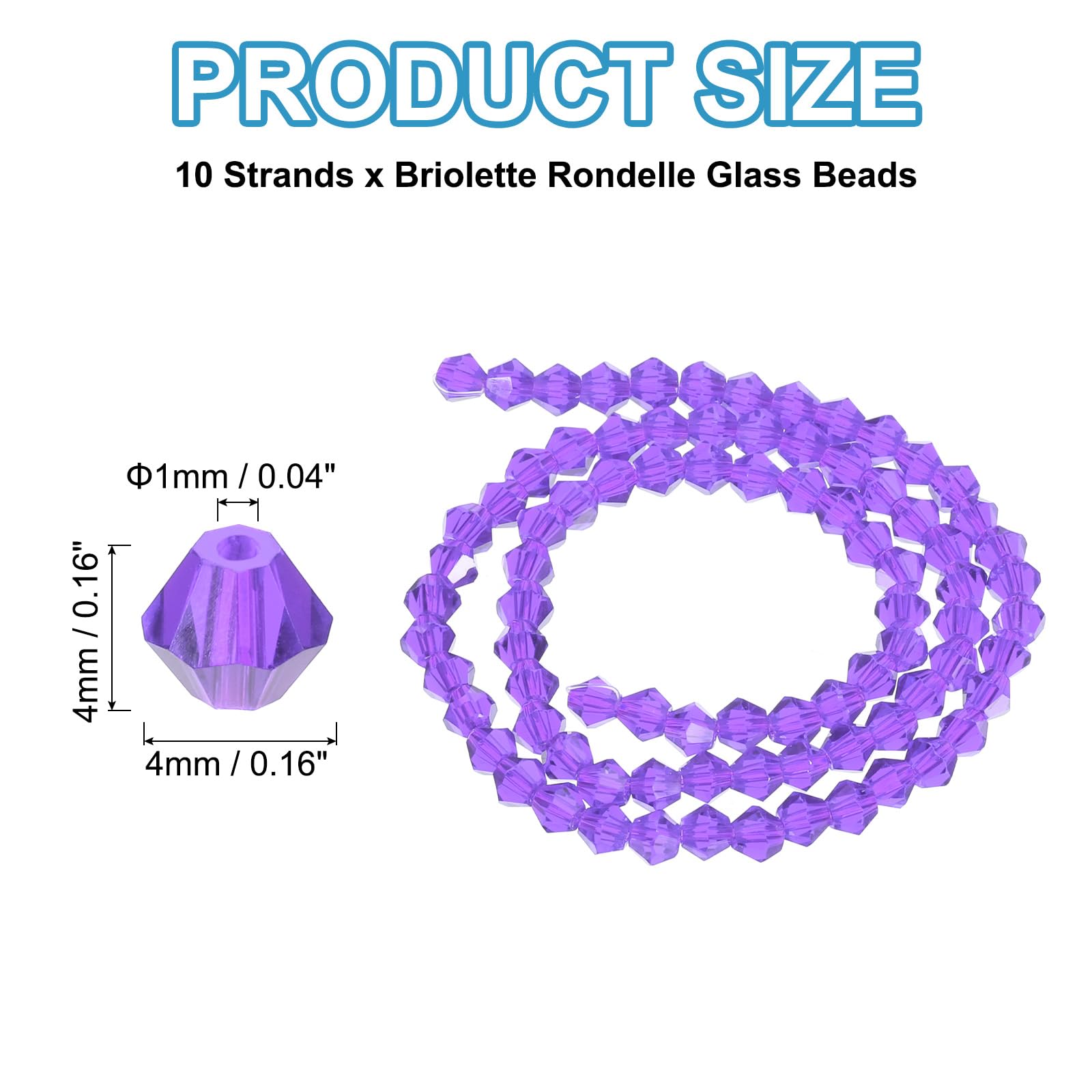 PATIKIL 10 Strands 4mm Bicone Crystal Glass Beads - Image 2
