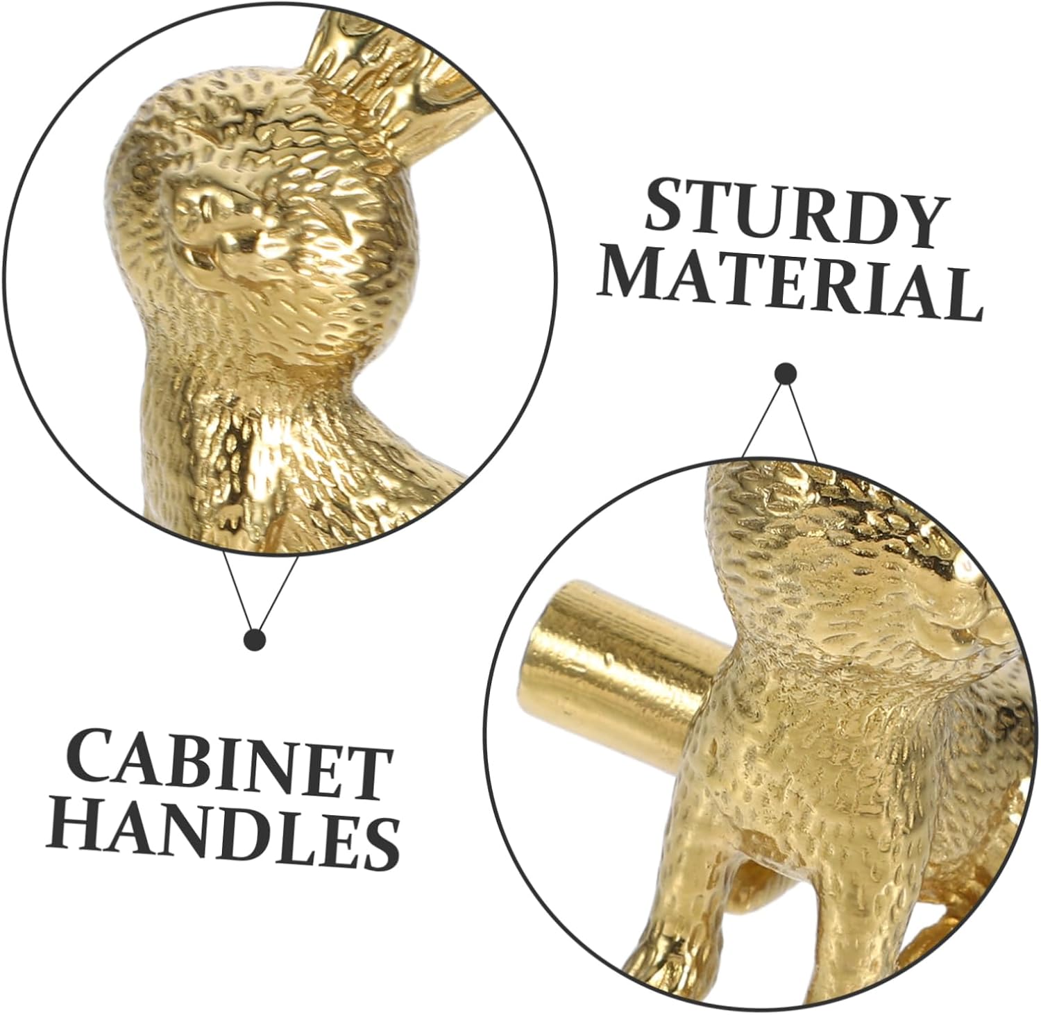 Cabilock Brass Rabbit Figurine Handle Animal Cabinet Knobs Drawer Pulls Nursery Decor Furniture Knobs