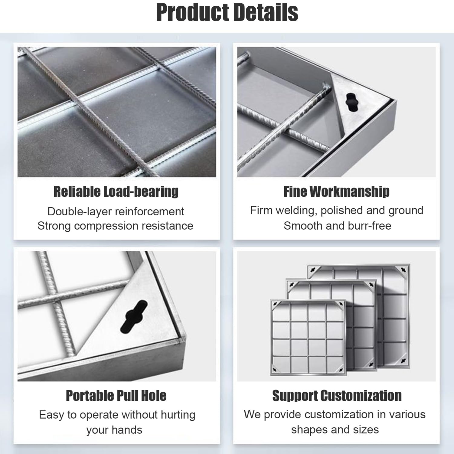 Invisibile in acciaio inox 304 Recular T-Top con gancio di sollevamento e base per patio/cortile (45 x 80 cm) - perfetto per vialetti e sicuro.