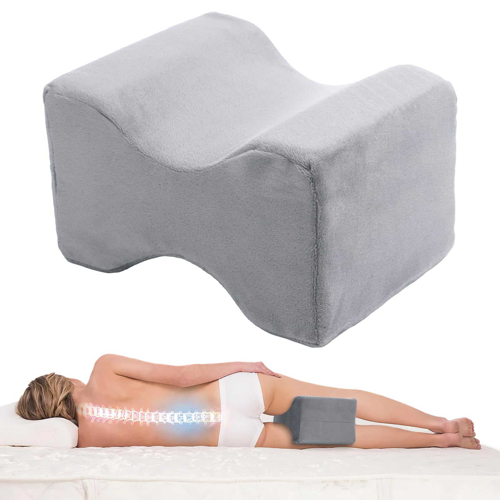 COSYOOLeg Pillow for Side Sleepers, Ergonomic Contoured Knee Pillow for Spine Alignment, Alleviates Lower Back, Hip & Joint Pain, Memory Foam Leg Cushion for Sleeping