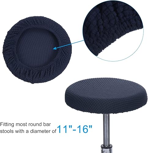 Miniatura 3 de PATIKIL Funda para taburete de bar redondo de 11 pulgadas, funda de cojín elástica lavable para silla de 11 a 16 pulgadas de diámetro, azul marino