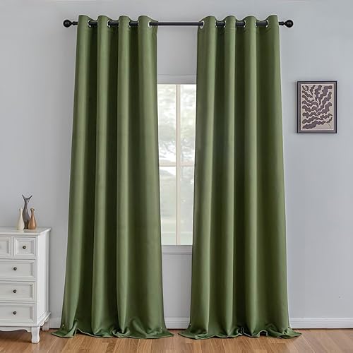 Miniatura 27 de Cortinas opacas de 96" de largo, juego de 2 paneles, cortinas opacas para dormitorio de 96" de largo, cortinas con bolsillo para barra que ahorran