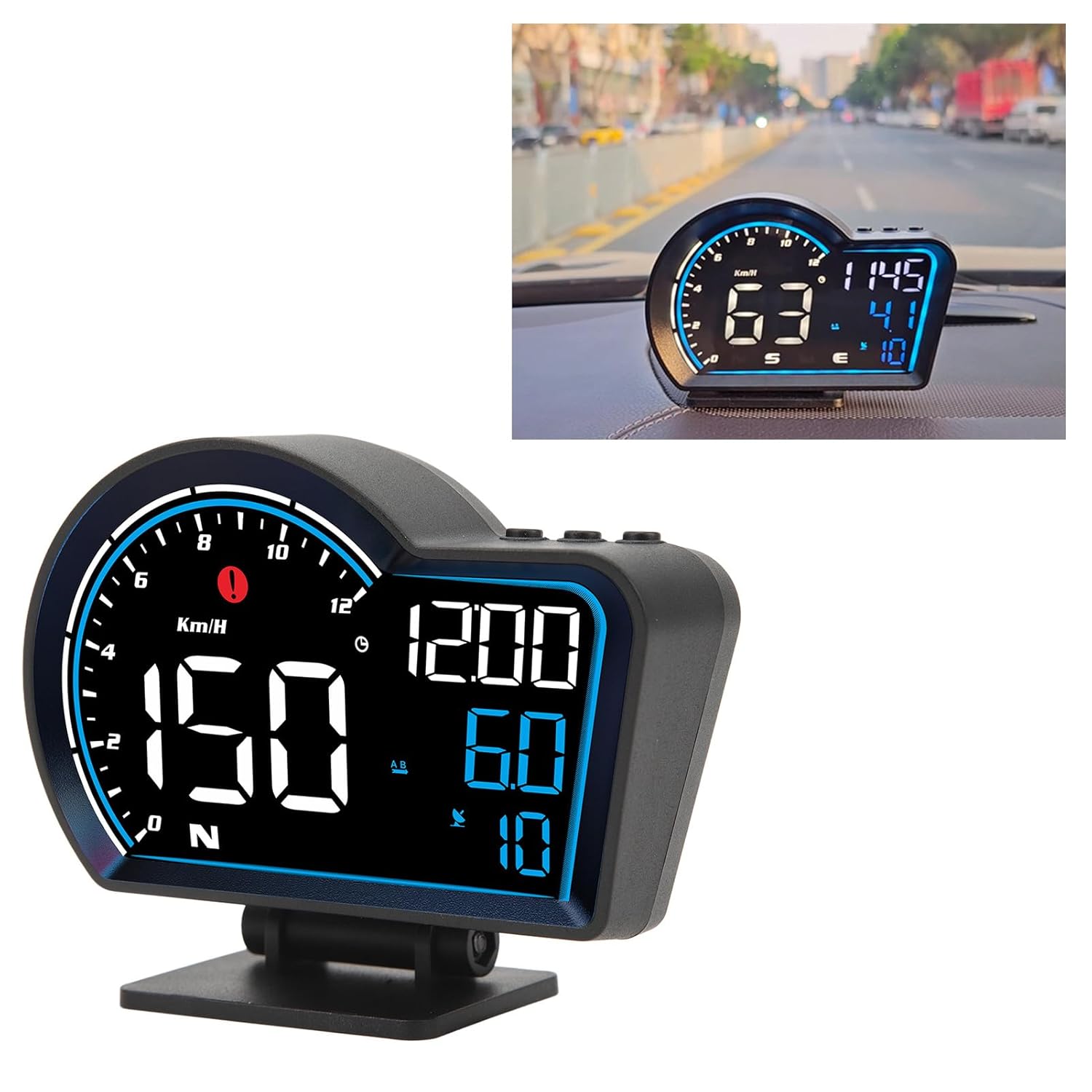 Car HUD Display GPS Digital Speedometer Universal for Most Vehicles, High Definition LED with Speed Direction Altitude and Overspeed Alarm, Plug and Play USB Powered Unit