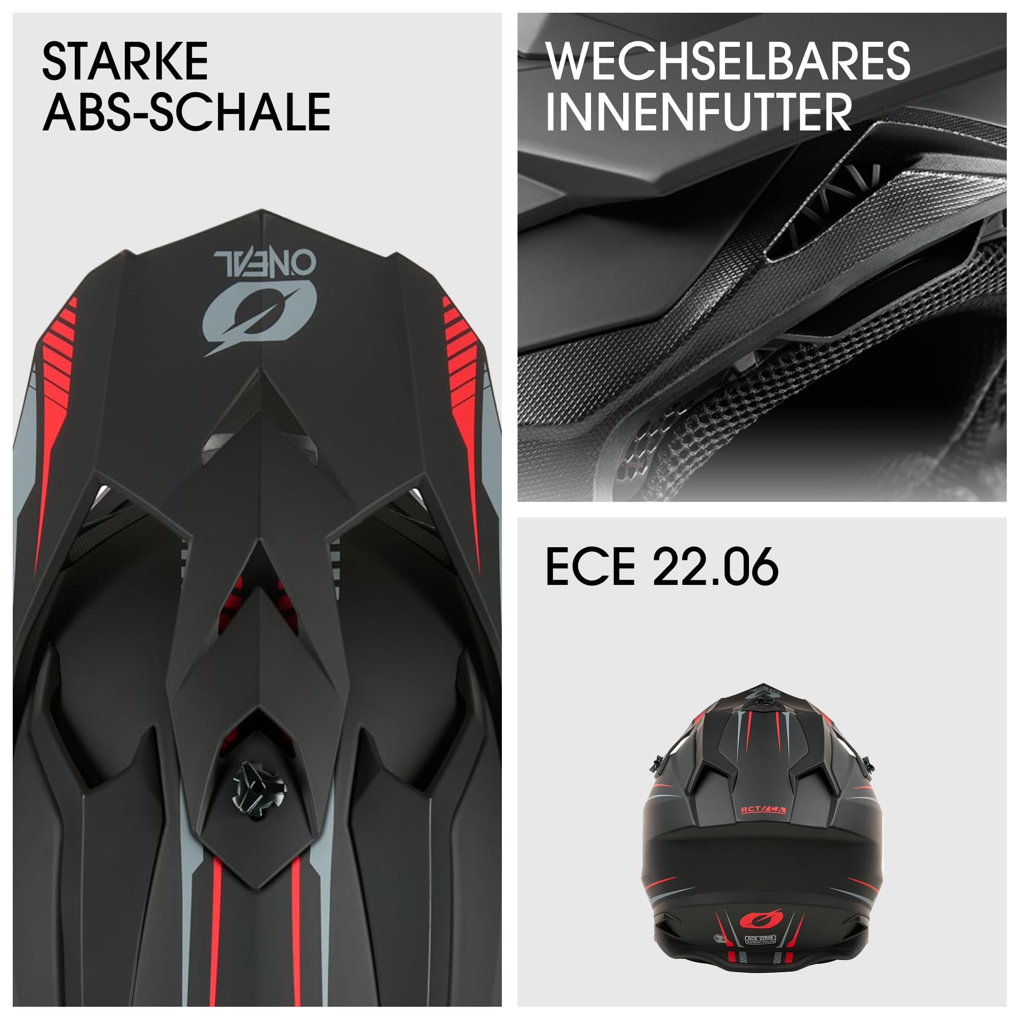O'NEAL C-SRS Casco da motocross, MX Enduro, forte guscio in ABS, fodera imbottita e lavabile, ventilazione ottimale, chiusura di sicurezza microlock per adulti
