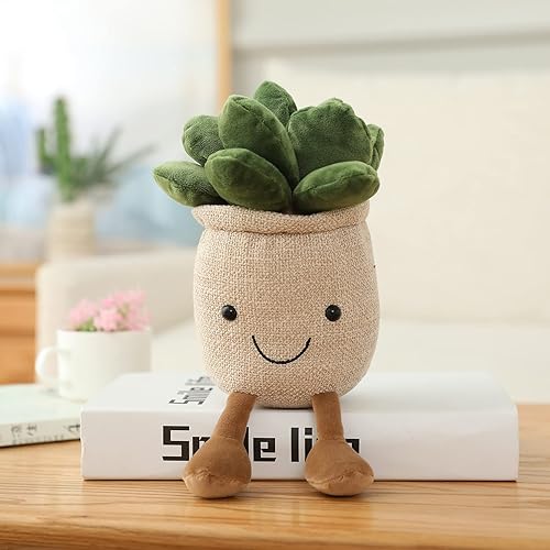Miniatura 2 de Lindo juguete de peluche de suculentas, almohada de felpa de plantas en maceta de 9.8 pulgadas, almohada suave y esponjosa para suculentas, juguete