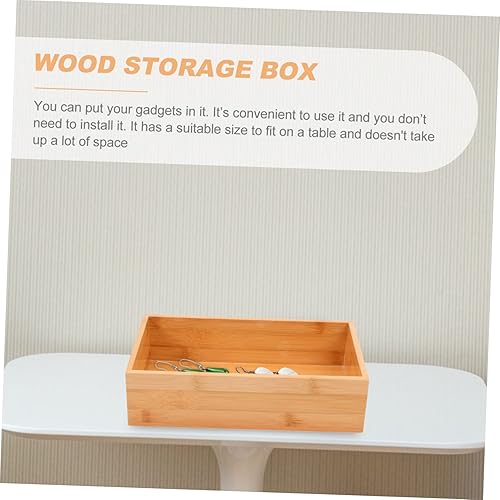 Miniatura 5 de Caja de almacenamiento de bambú, organizador de oficina, contenedor para encimera, utensilios de cocina, organizador de almacenamiento, tapa