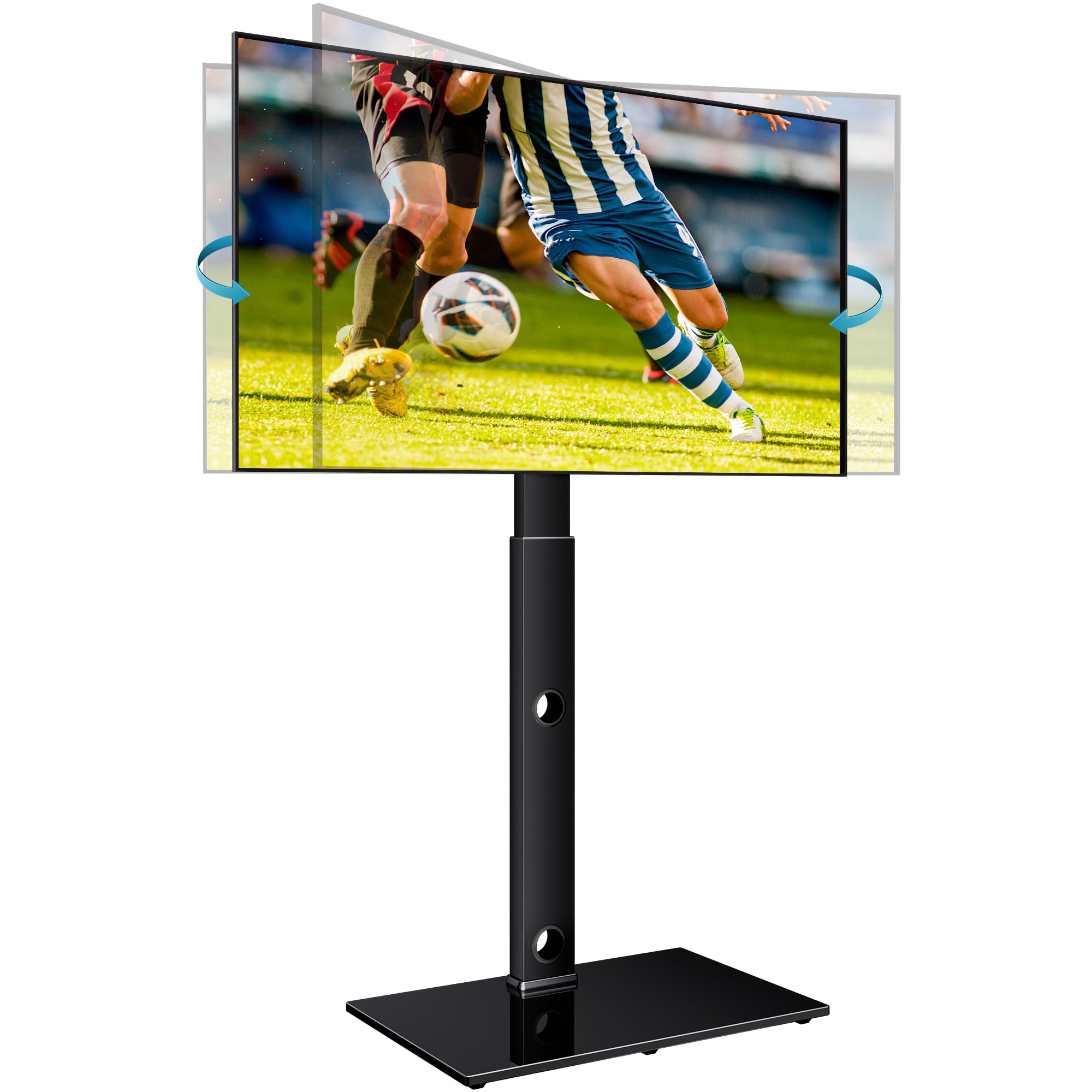 BONTEC Supporto da pavimento per TV da 30-70 pollici a LED LCD OLED al plasma piatto curvo, altezza regolabile alto TV Stand con staffe fino a 40kg, Max VESA 600x400mm.