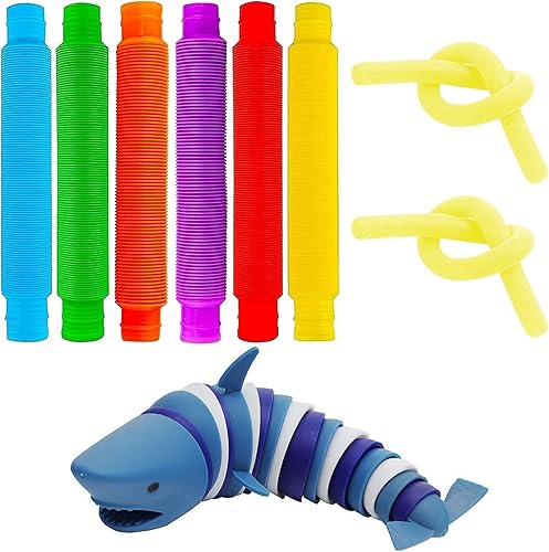 AUXHCYL Juego de 9 tubos sensoriales para apretar tubos sensoriales juguetes sensoriales de tubo elástico juguetes sensoriales para la ansiedad