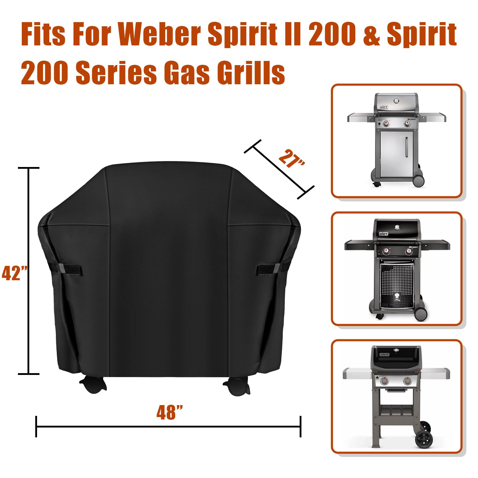 Pokrowiec na grilla 112 cm, pasuje do Weber Char-Broil Nexgrill Brinkmann i wszystkich popularnych marek grilli, wytrzymały, wodoodporny, wiatroszczelny pokrowiec na grill.