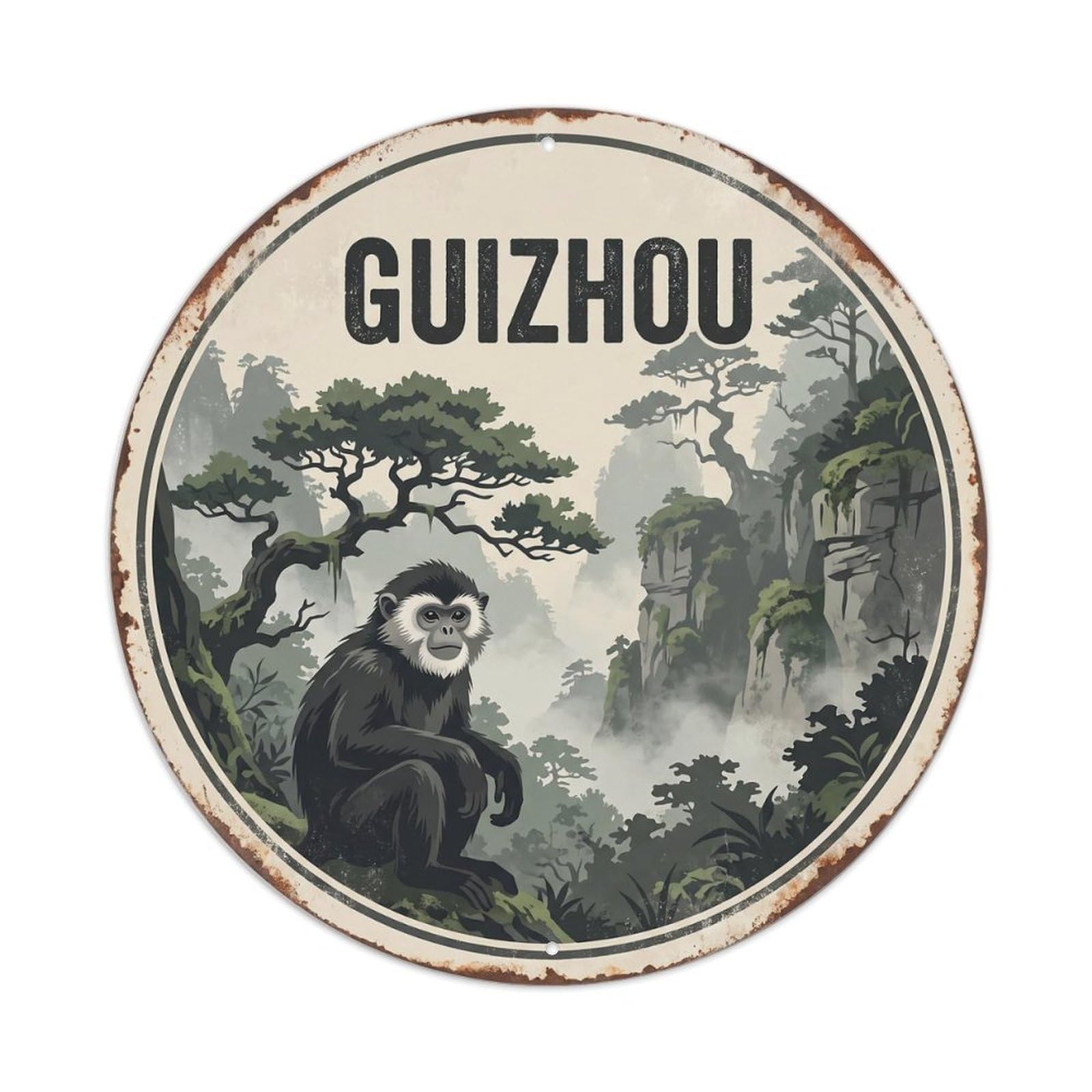 Guizhou Black Snub-nosed Monkey Metal Tin Sign