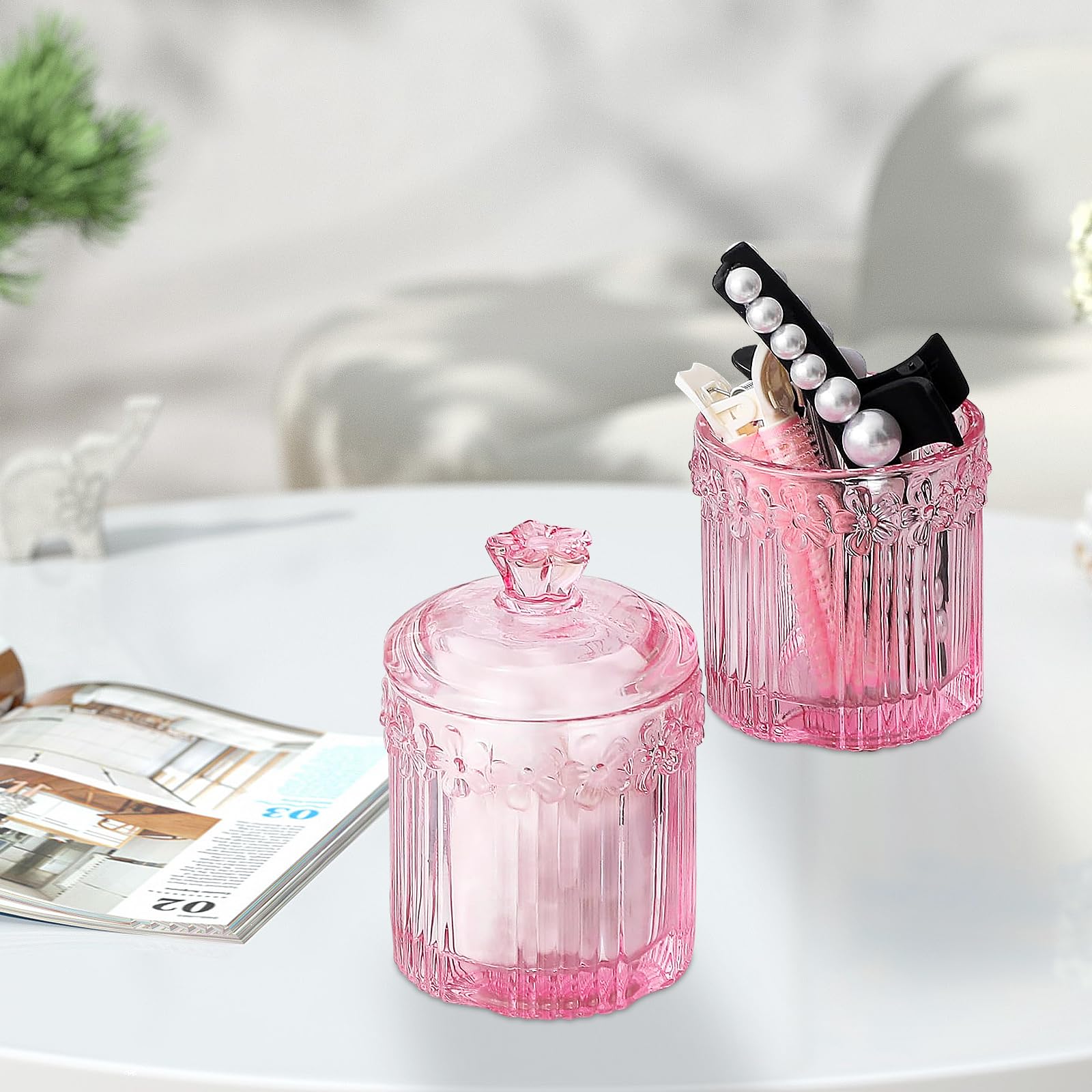 Amazon.com: MXCELL Pink Qtip Cotton Ball Hair Ties Candy Holder