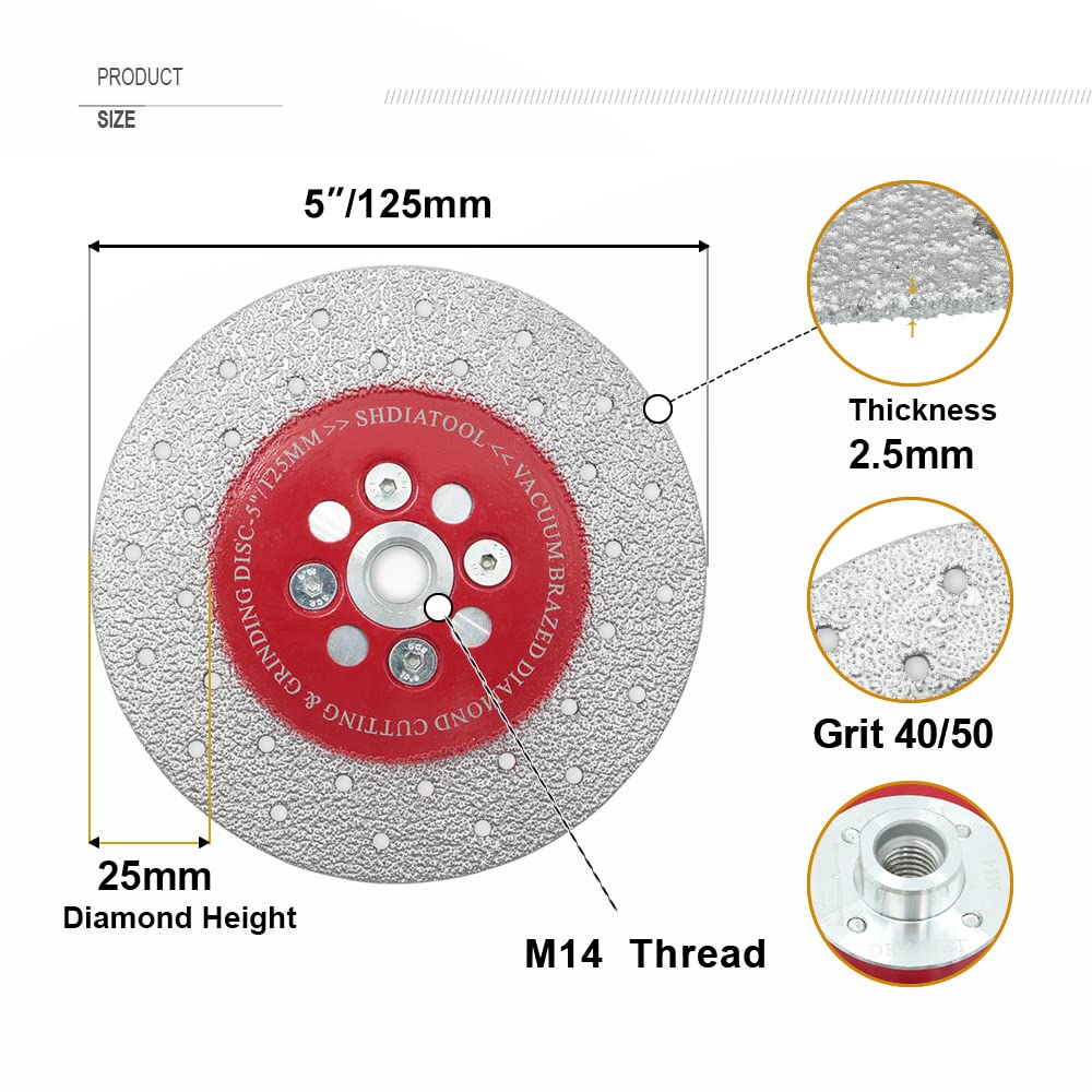 SHDIATOOL Disque Diamant 2Pcs 125mm Lame de Scie Double Face pour Coupe et Meulage Pierre Granit Marbre Tuile
