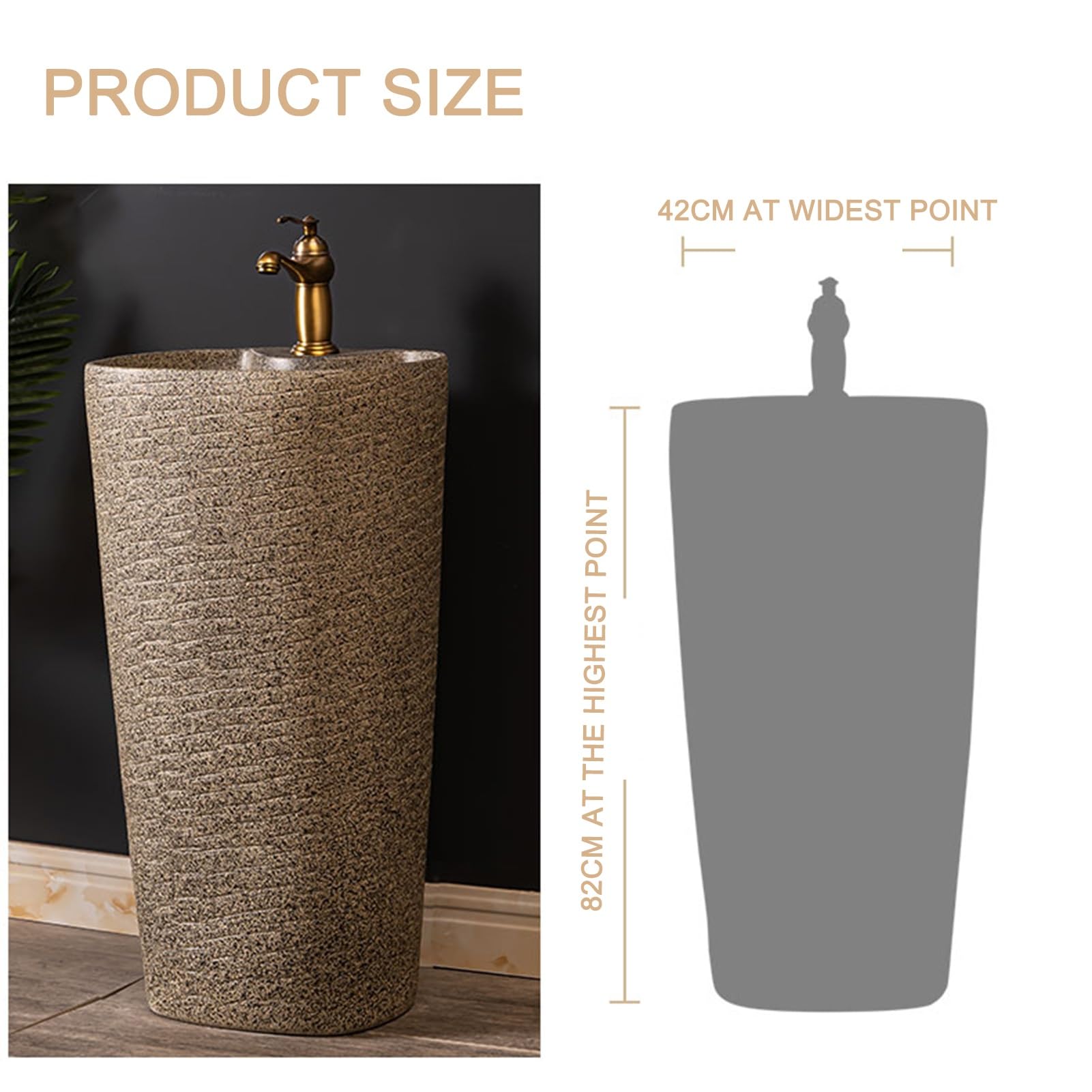Lavabo Pedestal independiente de cerámica para baño, sobre encimera de suelo