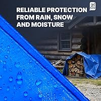 Vista 3 de Lona de polietileno azul resistente de 8 x 10 pies, resistente a los rayos UV, impermeable, resistente a la intemperie, lona multiusos