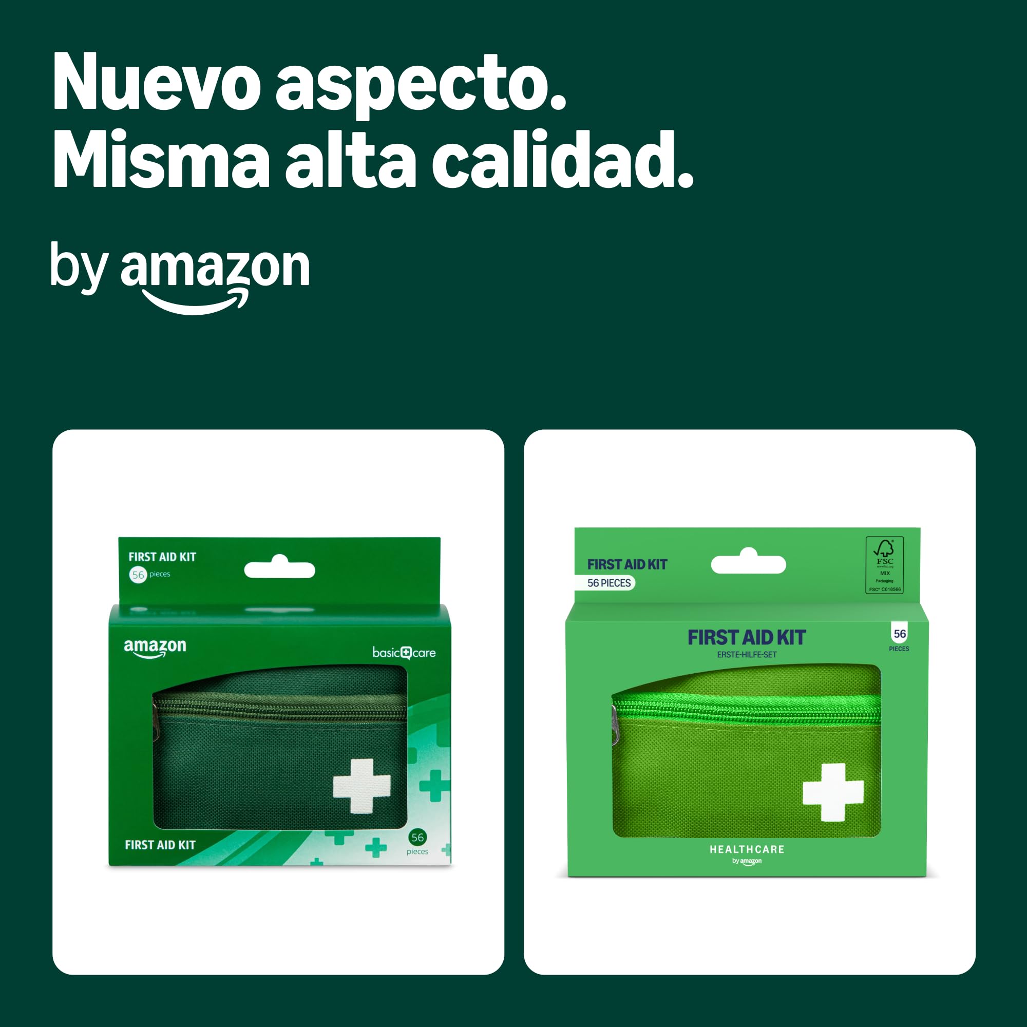 Healthcare by Amazon - Kit de primeros auxilios, Verde, 56 unidades (Anteriormente una Marca de Amazon Basic Care, el Mismo Producto)