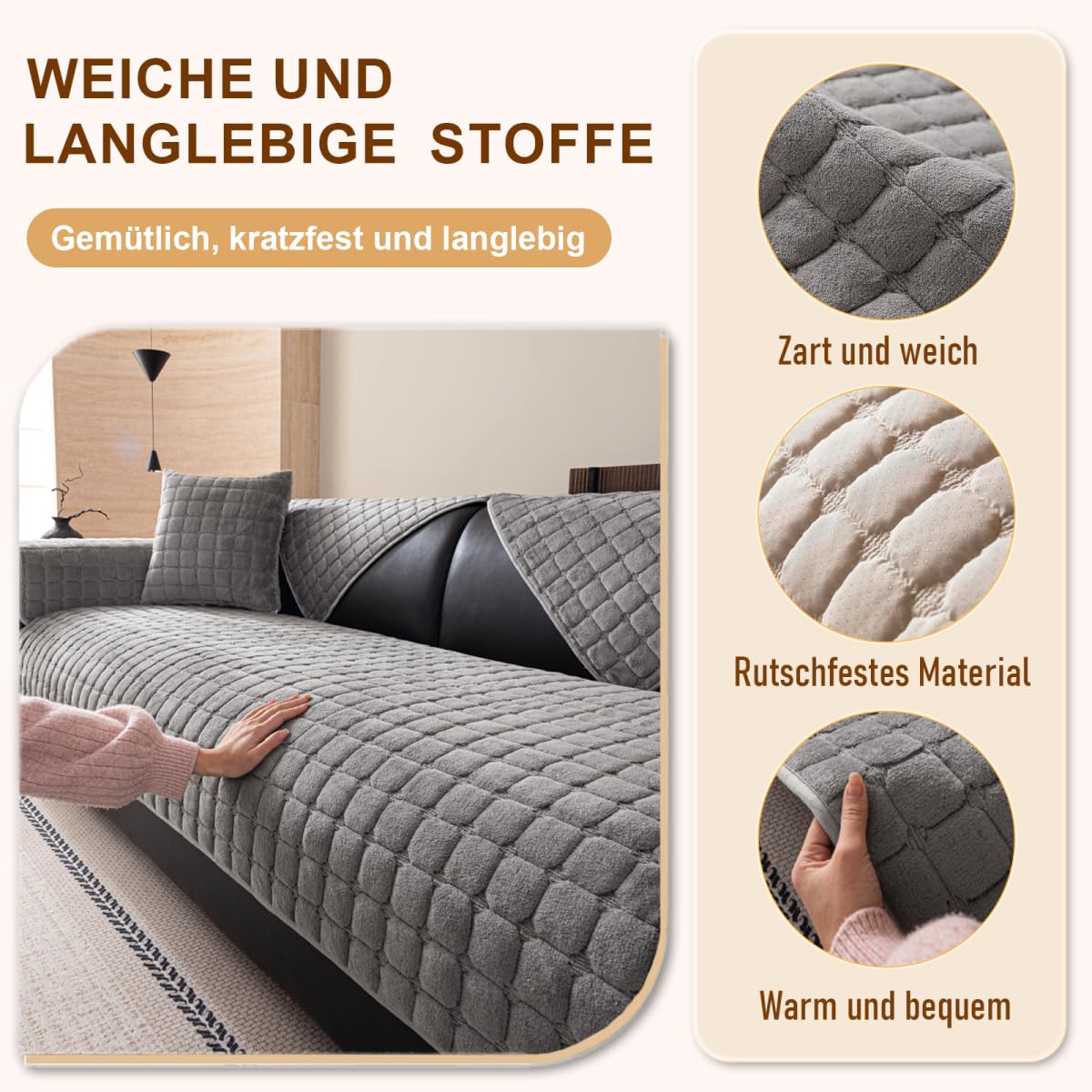Sofa Überzug L Form, Sofadecken für Sitzfläche, Couch Überzug 1 2 3 4 Sitzer Sofabezug, Sofaschoner rutschfest,Universelle Sofaüberwurf,Ecksofa(F-Dunkelgrau,70x150cm