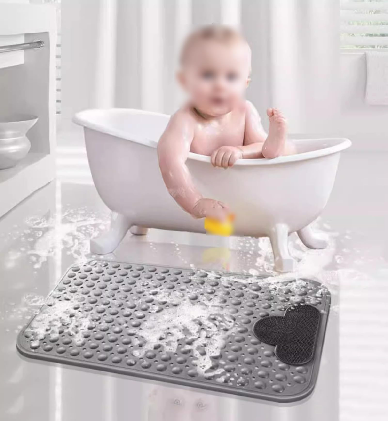 Mata do kąpieli, Bardzo długa mata do wanny, maty do wanny do wanny prysznicowej, antypoślizgowa mata do kąpieli, mata łazienkowa podłogi do kabiny prysznicowej, z otworami odpływowymi i przyssawkami(