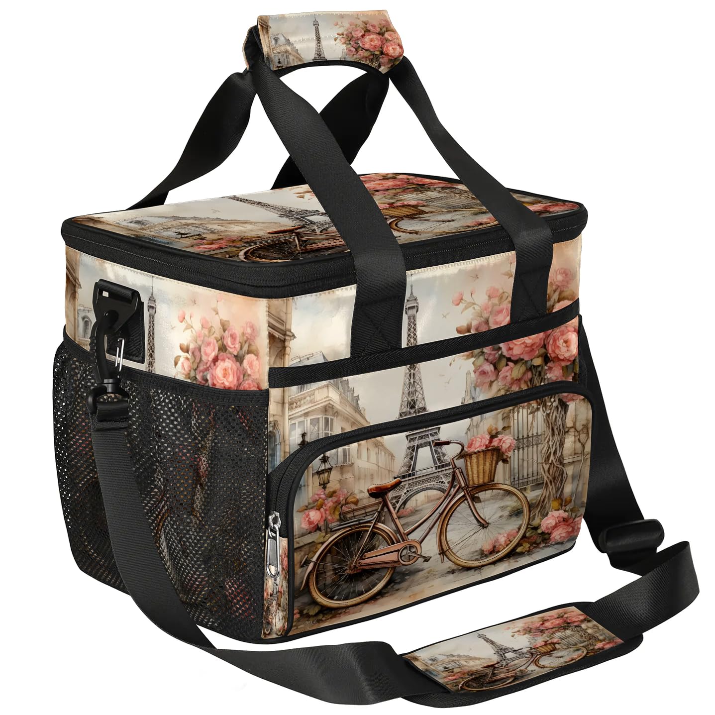 Pardick Lunch Box for Men Heavy Duty Insulated Lunch Bag for Women Paris Tower Bicycle Lunchbox for Adults