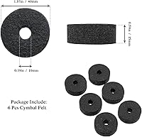 Vista 4 de Juego de accesorios de platillos de 21 piezas, fundas de soporte, fieltros, arandelas y tuercas de ala para batería (negro)