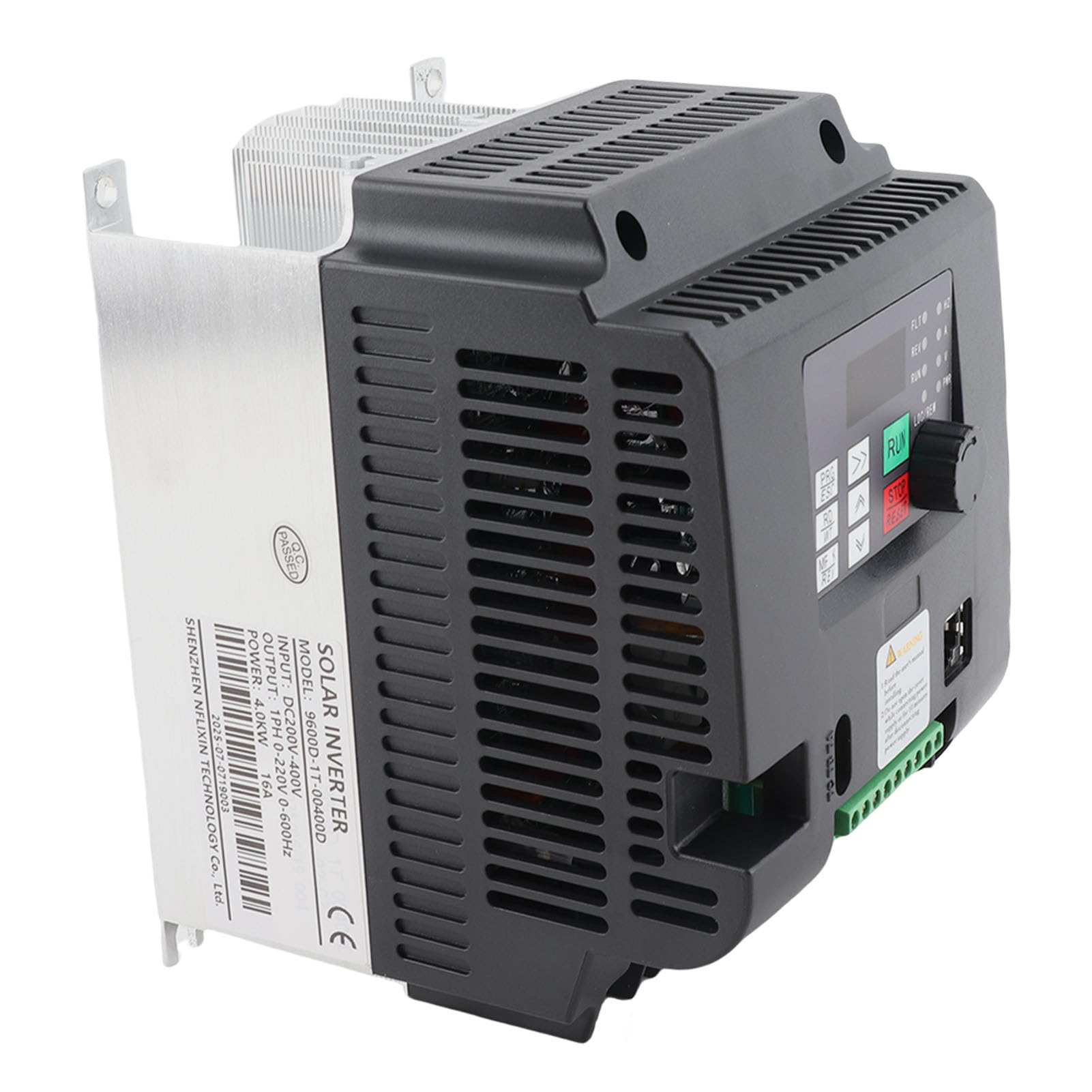 Fafeicy Inversor Solar 4KW Variador de Frecuencia Variable Monofásico, Controlador MPPT de Aluminio Retardante de Llama para PC, DC200 a 400V a 0 a 220VAC, para Sistemas de Bombas de Agua