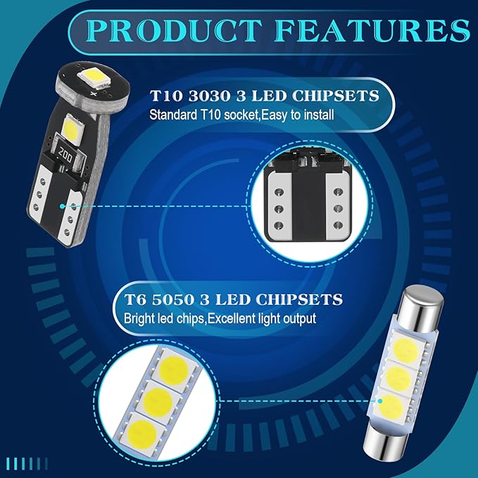 Kit de 50 bombillas LED para automóvil T6 T10 28 mm 31 mm 41 mm miniatura 2