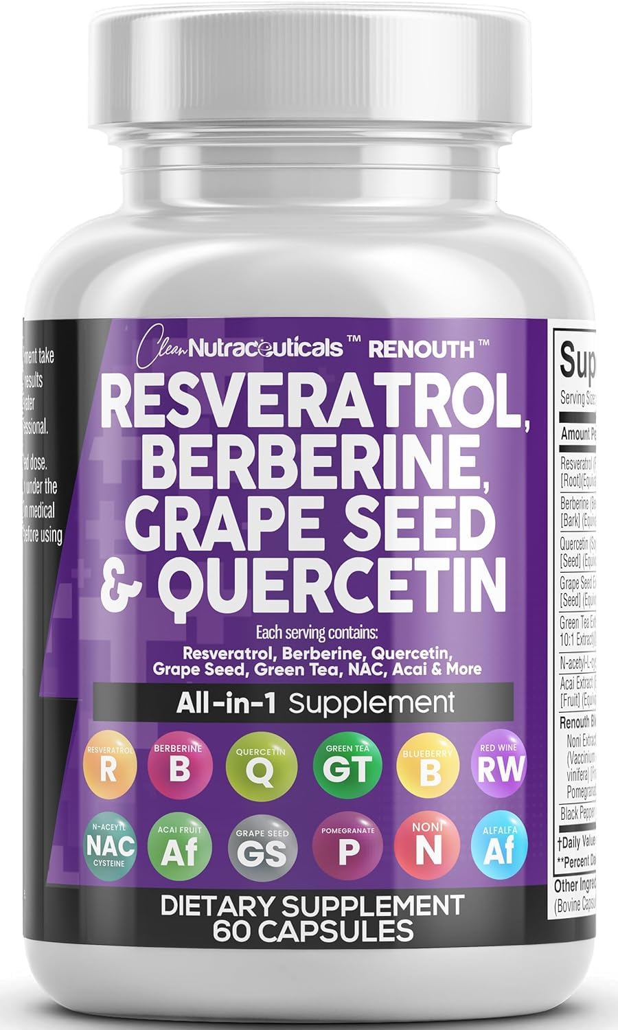 Athinika Nutrition Resveratrol 6000mg Berberine 3000mg Grape Seed