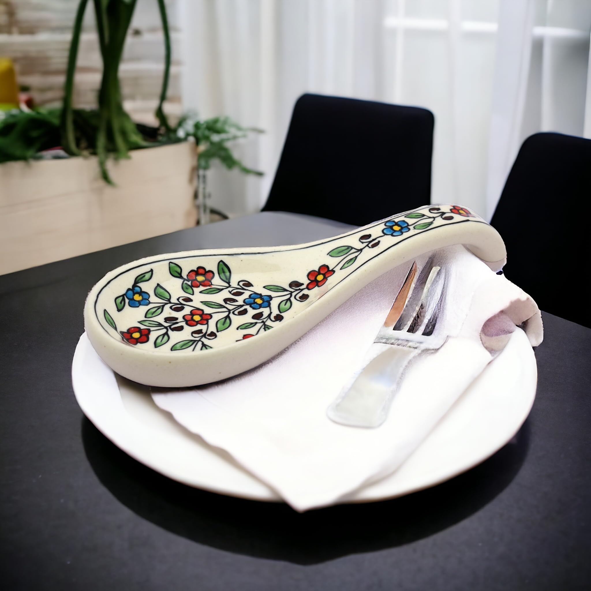 Malaikah Ceramic Spoon Rest Pack of 2 for Home, Kitchen, Dining, Kitchen Decor & Gifting 3
