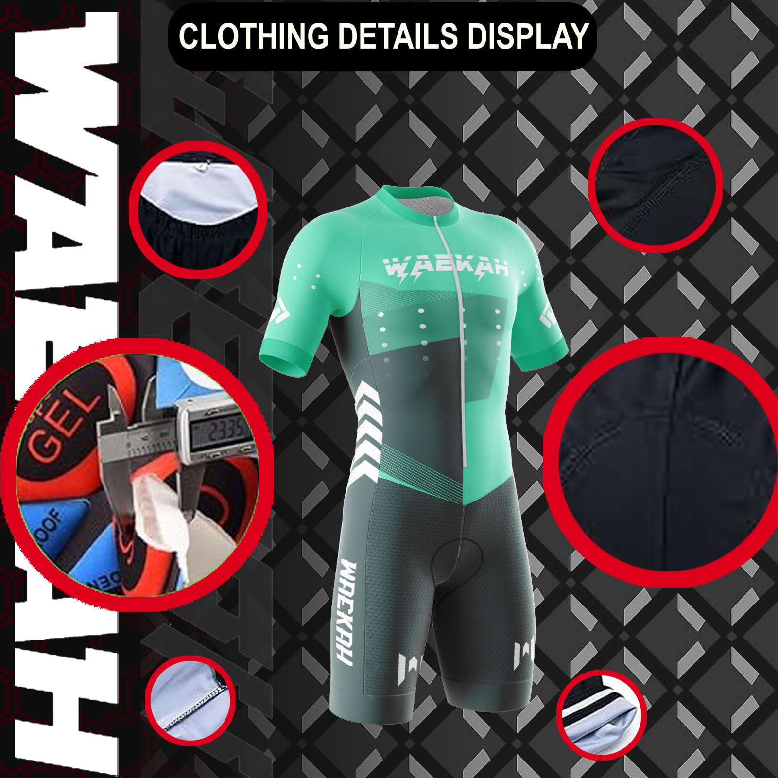 Summer Cycling Skinsuit Triatlón for Hombres, Pro Manga Corta Traje de Ciclismo, Racing Tri Suit de Bicicletas Acolchado de Gel, MTB Mono Bueno para Correr, Andar en Bicicleta