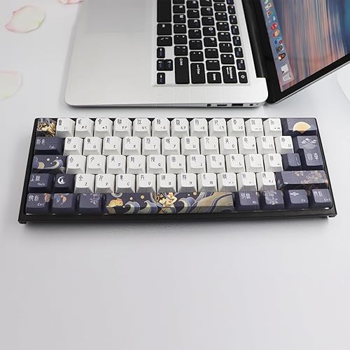 Miniatura 7 de JSJT Teclas PBT 136 Teclas Perfil Cherry Juego de Teclas Temáticas de Chang'e y Conejo Teclas de Estilo Antiguo Azul Zang Teclas Personalizadas