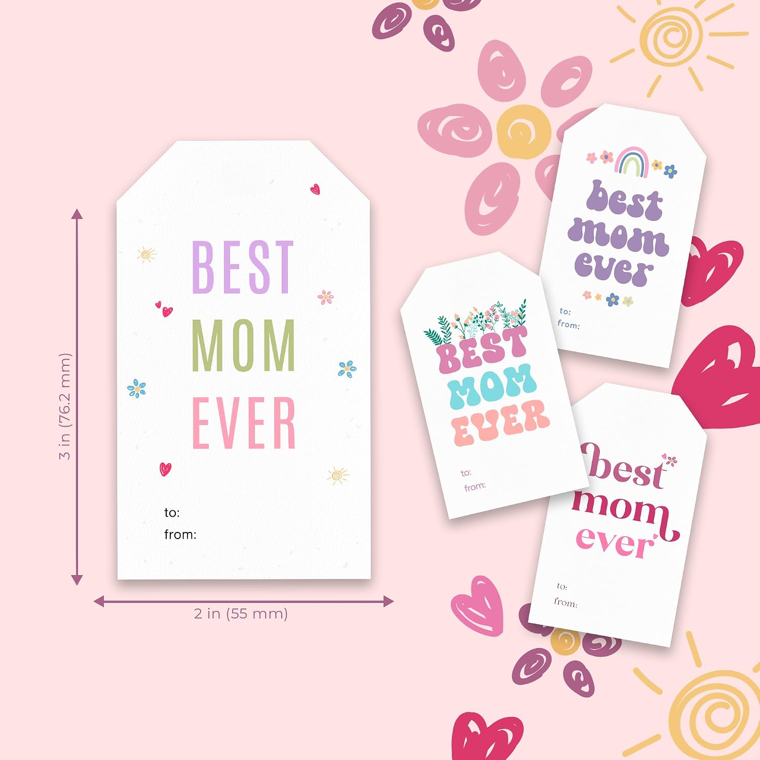 Mobiusea Creation Mothers Day Tags Label 100-Pack 2 x 3 inch image 3