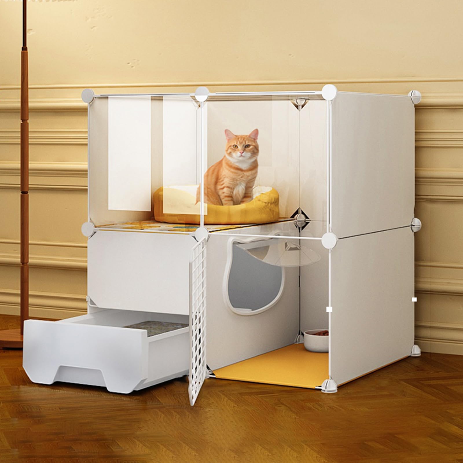 asdchZen Cat Cages Indoor Large With Litter Box,Wire Cat Cage,Portable Cat Cage,Large Outdoor Cat Cages,Ideal For 1-4 Cats,75 * 49 * 73Cm